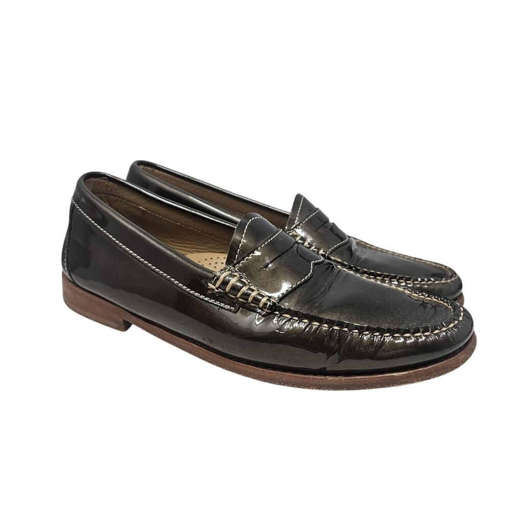 Bass Weejuns 9 Patent Leather Penny Loafer Bronze Brown Preppy Academia